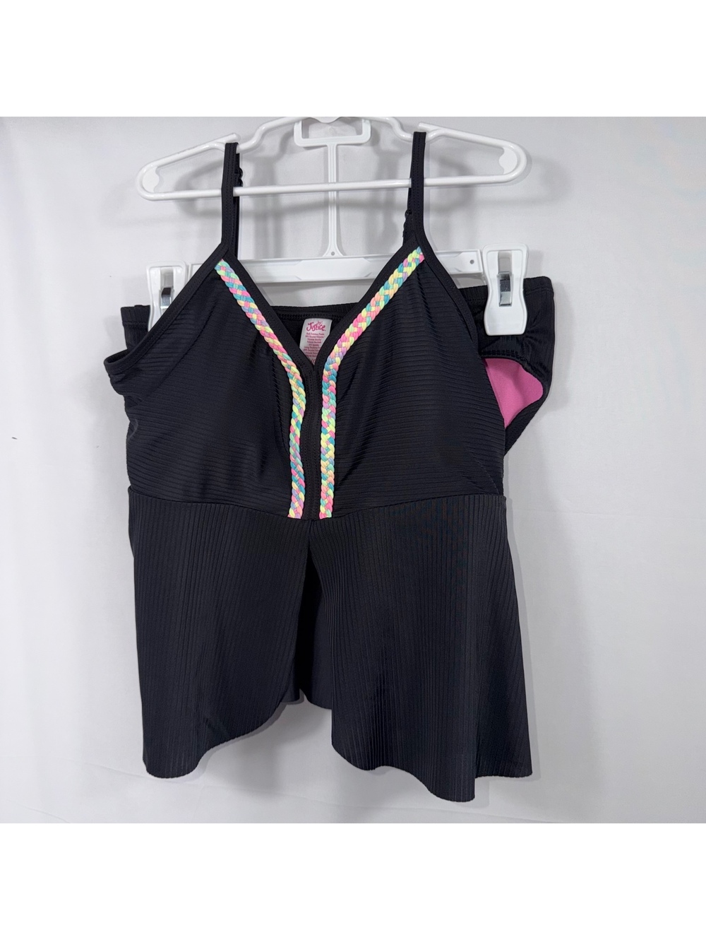 Justice Girls 12/14 Black Tankini Swimsuit 2 Piece